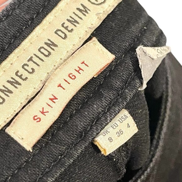 French Connection Denim 72 Women Skin Tight Jeans Side Zipper Black Grunge‎ Goth - Picture 8 of 9
